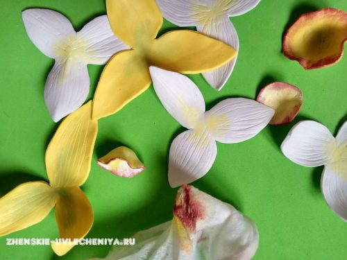 Яркие нарциссы из фоамирана для декора заколки в пошаговом мастер-классе