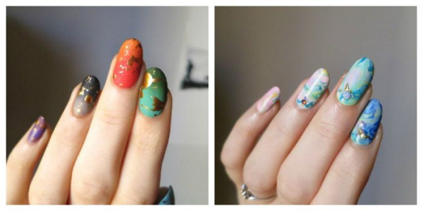 Мраморный маникюр гель-лаком: marble nails, stone nails. Как сделать?