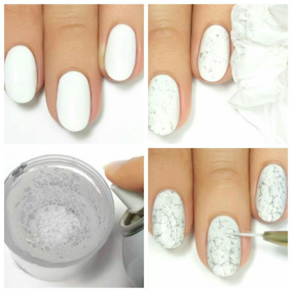 Мраморный маникюр гель-лаком: marble nails, stone nails. Как сделать?