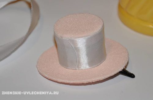Заколка-шляпка своими руками из картонной втулки и ткани
