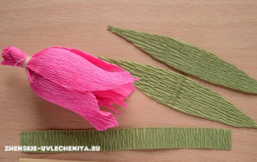 Тюльпаны из гофрированной бумаги с конфетами для букета в пошаговом мастер-классе