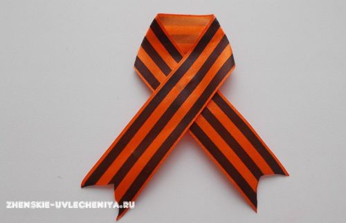 Красивая георгиевская лента своими руками с цветком сирени
