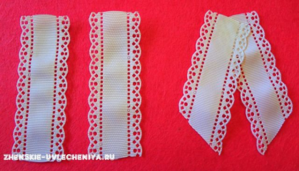 Школьный бантик с цветком канзаши из репсовых лент своими руками