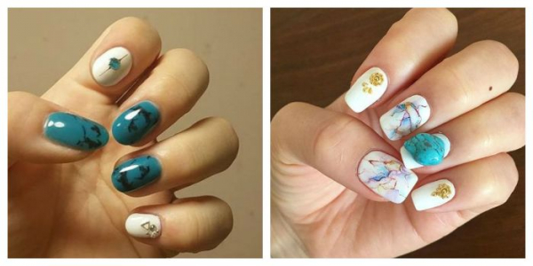 Мраморный маникюр гель-лаком: marble nails, stone nails. Как сделать?
