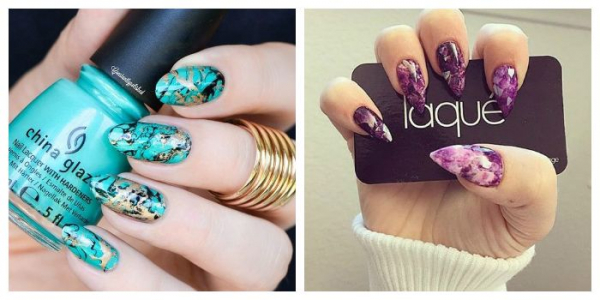 Мраморный маникюр гель-лаком: marble nails, stone nails. Как сделать?